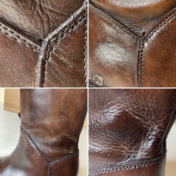BED STU Manchester Distressed Brown Leather Tall Riding Boots BedStu Size 6 - Picture 7 of 16